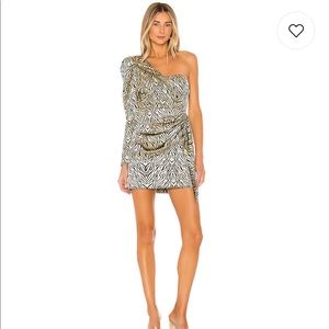 House of Harlow 1960 One Shoulder Zebra Print Dress